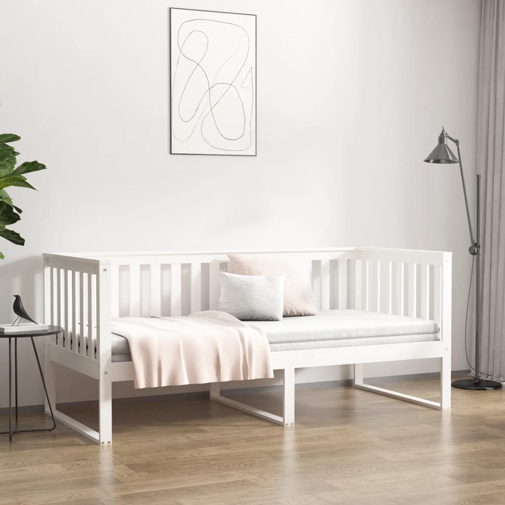 Lit de jour sans matelas blanc 90x200 cm bois de pin massif - XIOS