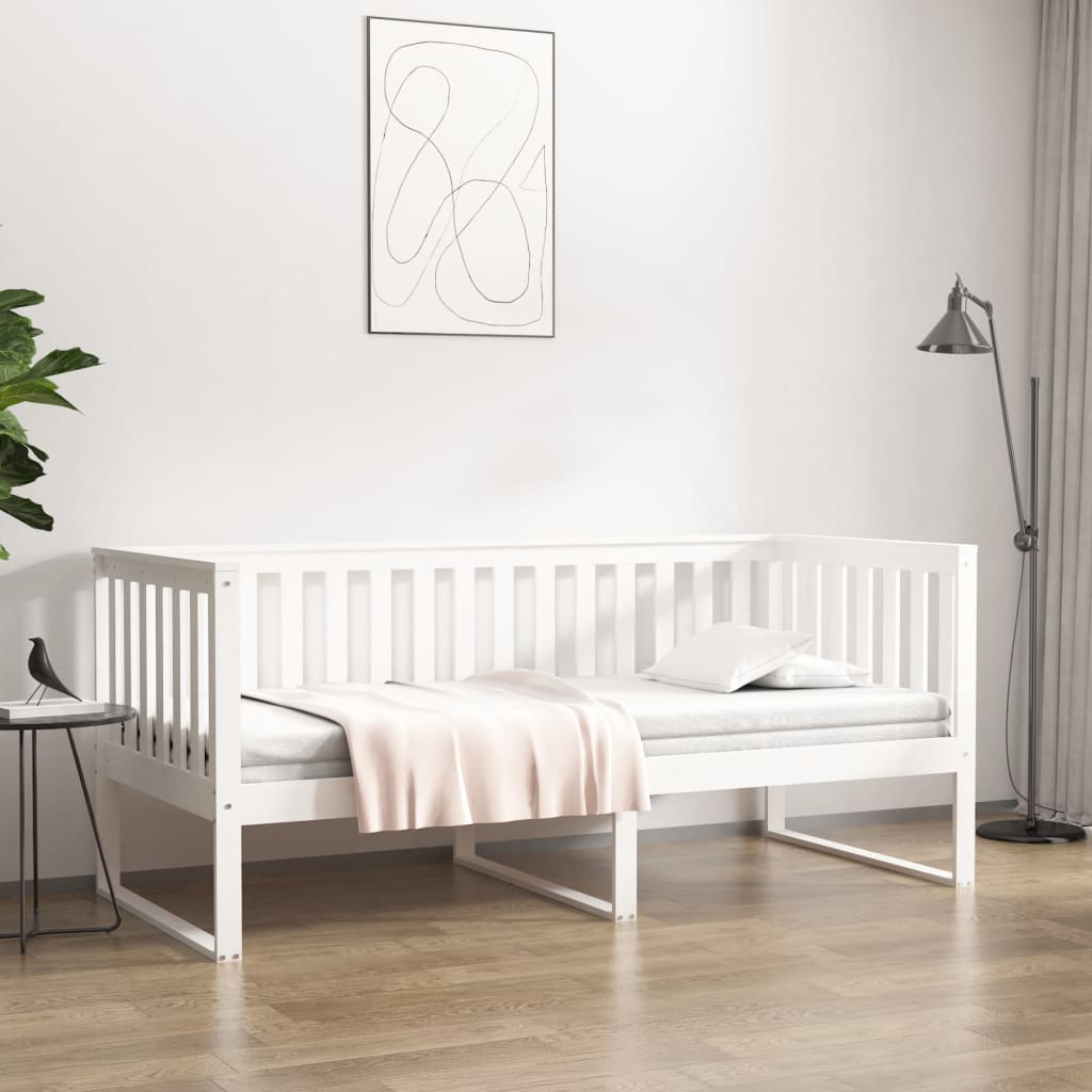 Lit de jour sans matelas blanc 90x200 cm bois de pin massif - XIOS