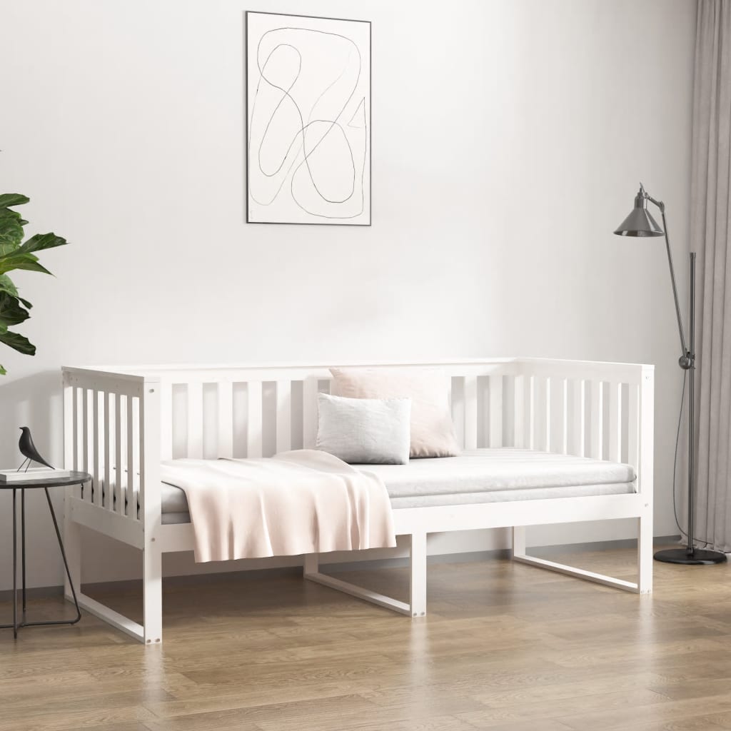 Lit de jour sans matelas blanc 90x190 cm bois de pin massif - XIOS