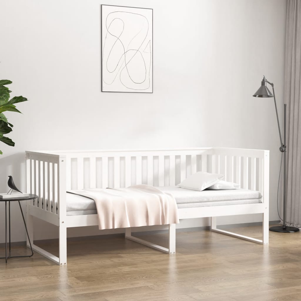 Lit de jour sans matelas blanc 90x190 cm bois de pin massif - XIOS