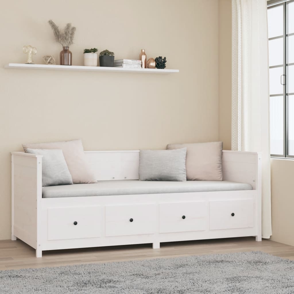 Lit de jour sans matelas blanc 90x200 cm bois de pin massif - XIOS