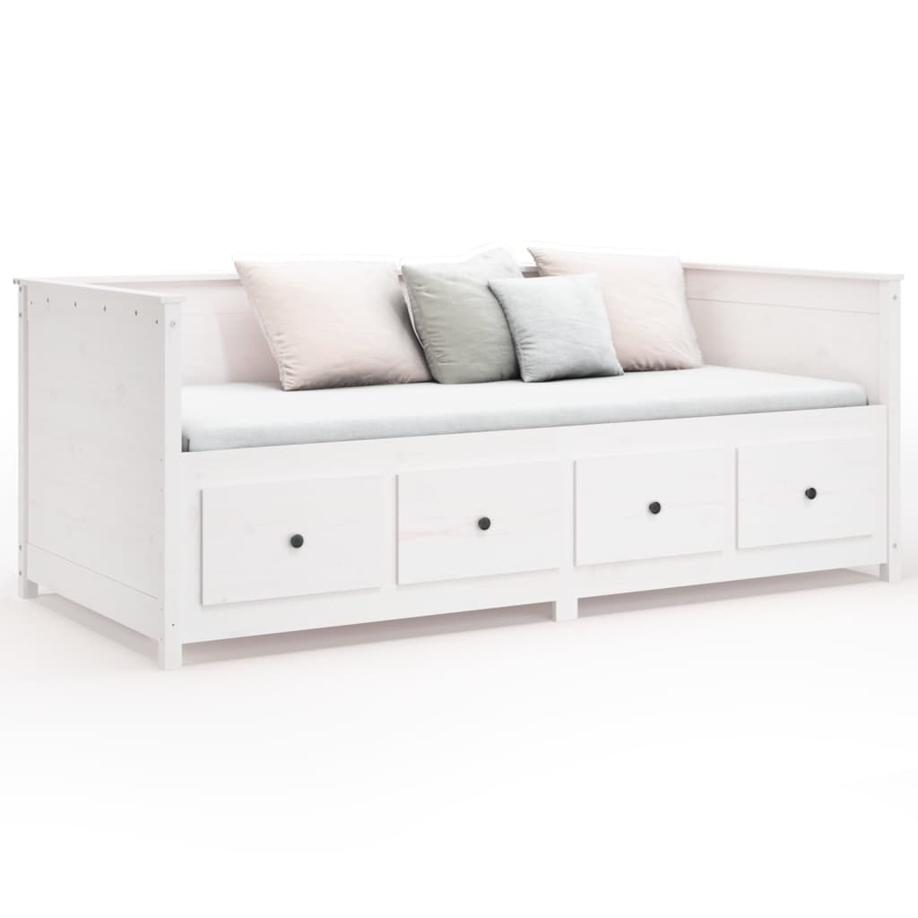 Lit de jour sans matelas blanc 90x190 cm bois de pin massif - XIOS