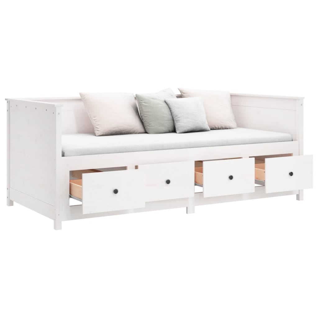 Lit de jour sans matelas blanc 90x190 cm bois de pin massif - XIOS