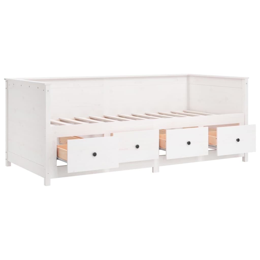 Lit de jour sans matelas blanc 90x190 cm bois de pin massif - XIOS