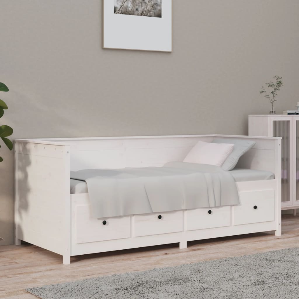 Lit de jour sans matelas blanc 90x190 cm bois de pin massif - XIOS