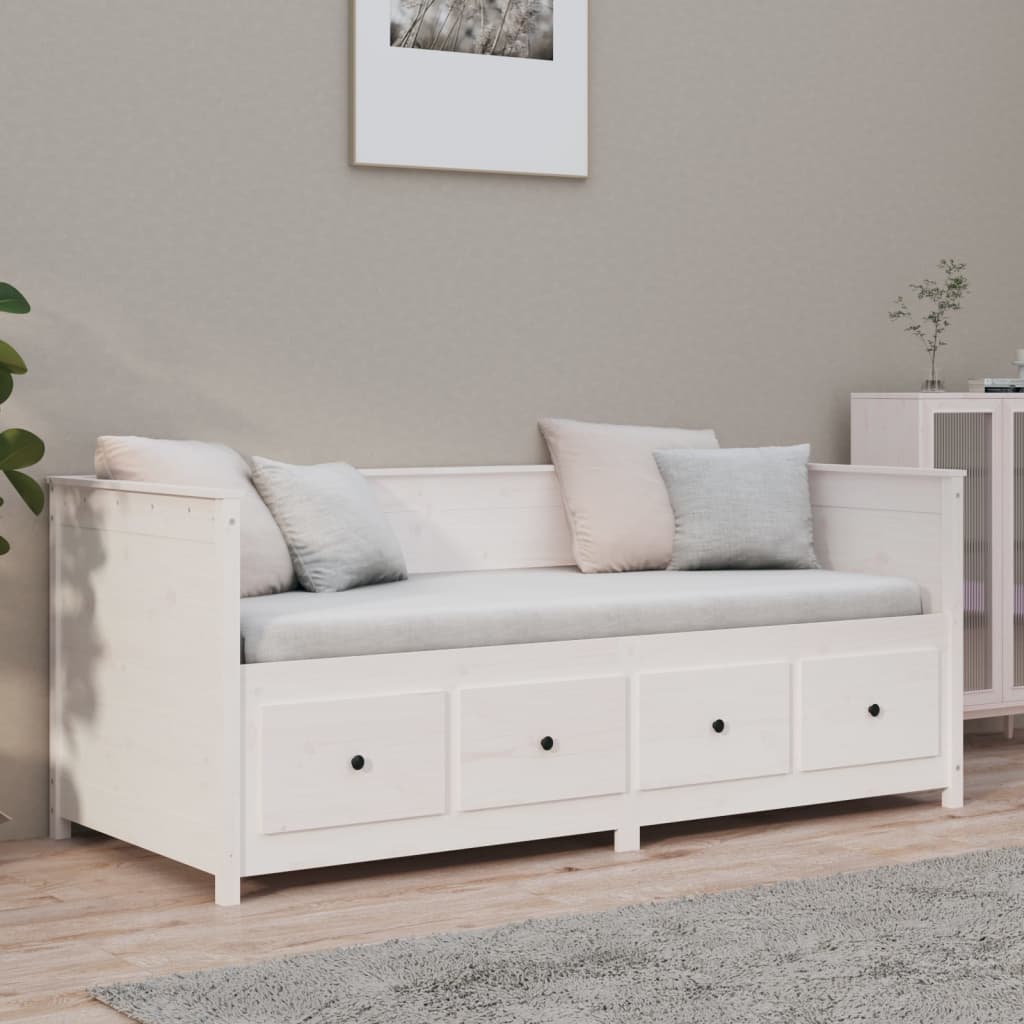 Lit de jour sans matelas blanc 75x190 cm bois de pin massif - XIOS
