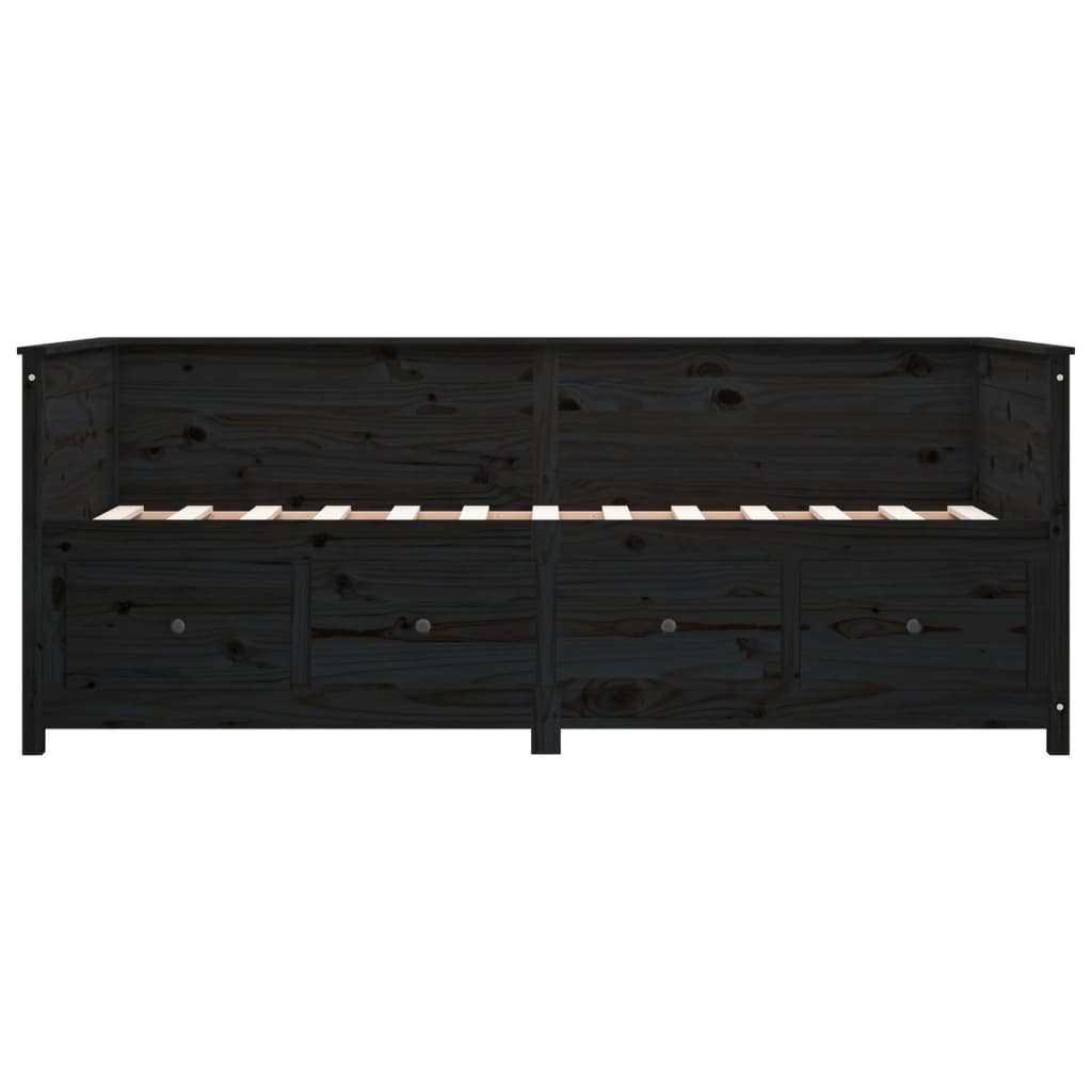 Lit de jour sans matelas noir 75x190 cm bois de pin massif - XIOS
