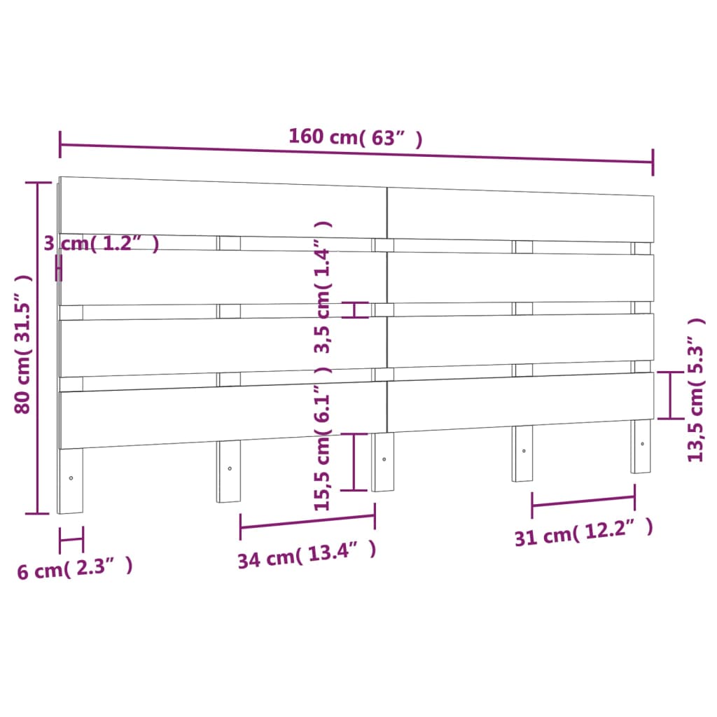 Tête de lit Blanc 160x3x80 cm Bois massif de pin - XIOS