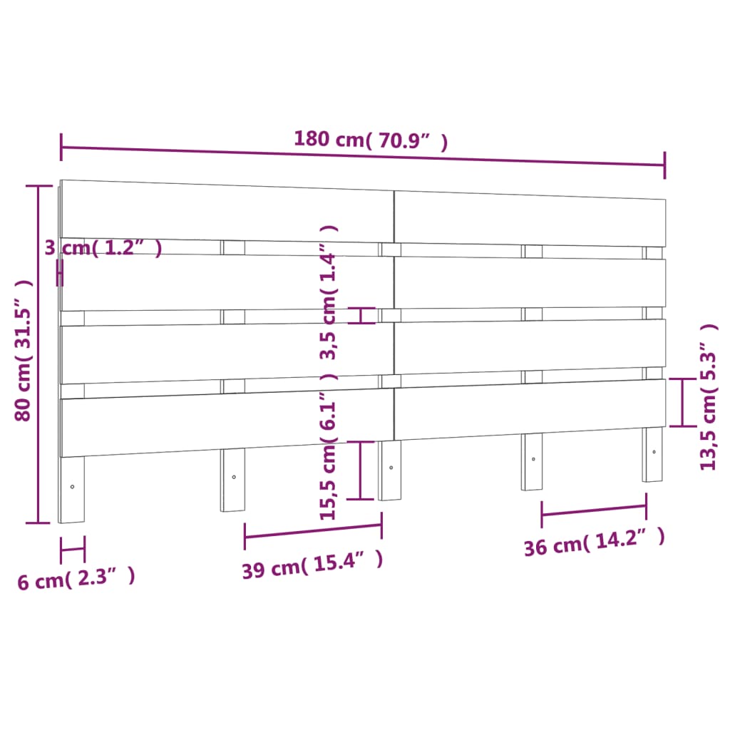 Tête de lit 180x3x80 cm Bois massif de pin - XIOS