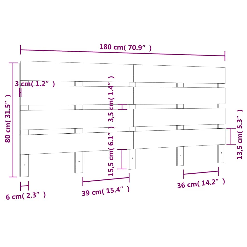Tête de lit Blanc 180x3x80 cm Bois massif de pin - XIOS