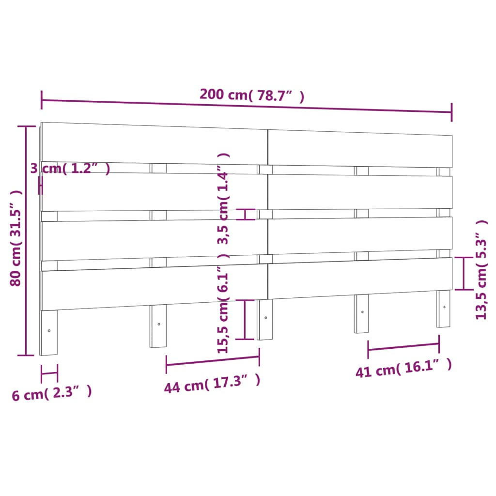 Tête de lit 200x3x80 cm Bois massif de pin - XIOS