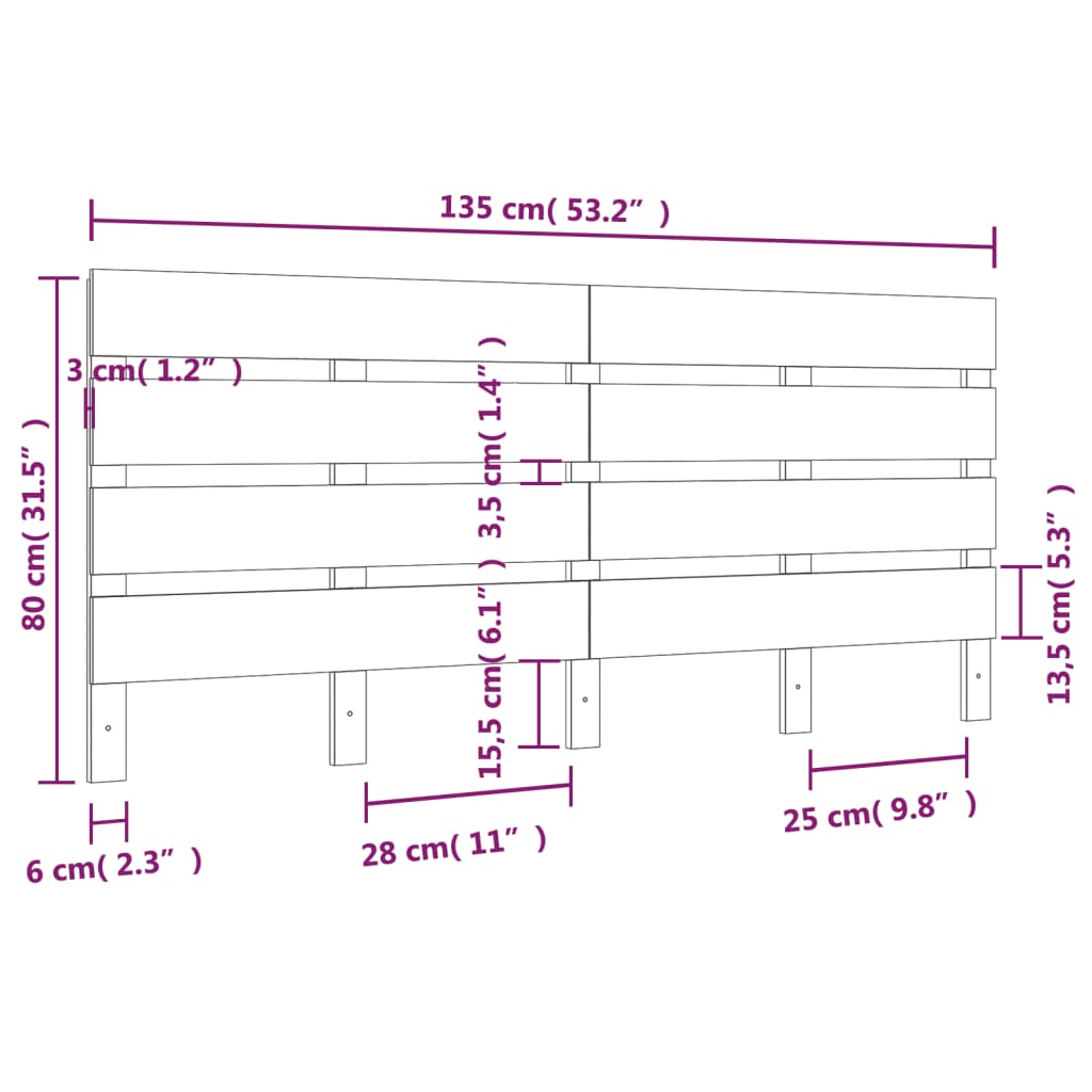 Tête de lit 135x3x80 cm Bois massif de pin - XIOS
