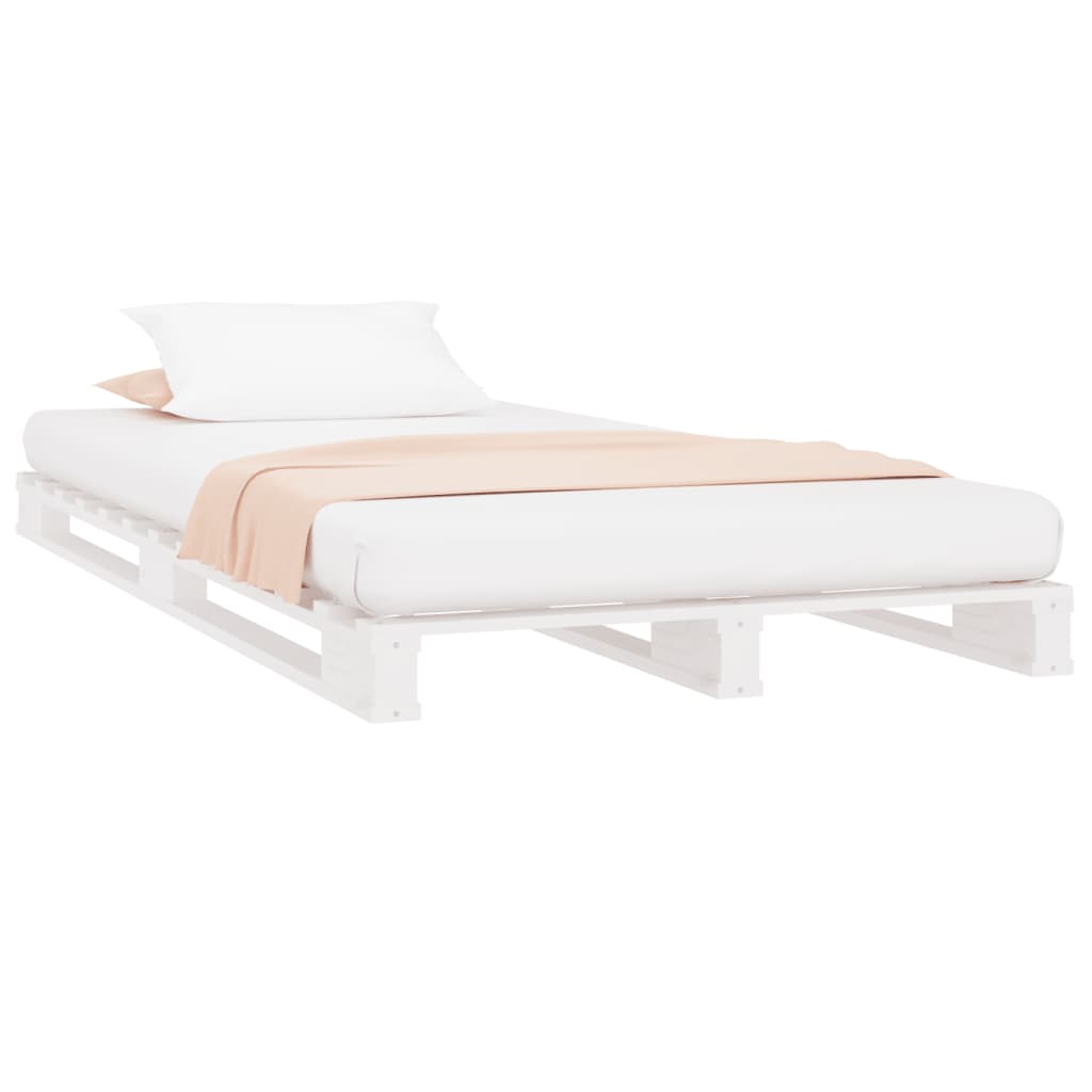 Lit de palette blanc 90x200 cm bois de pin massif - XIOS