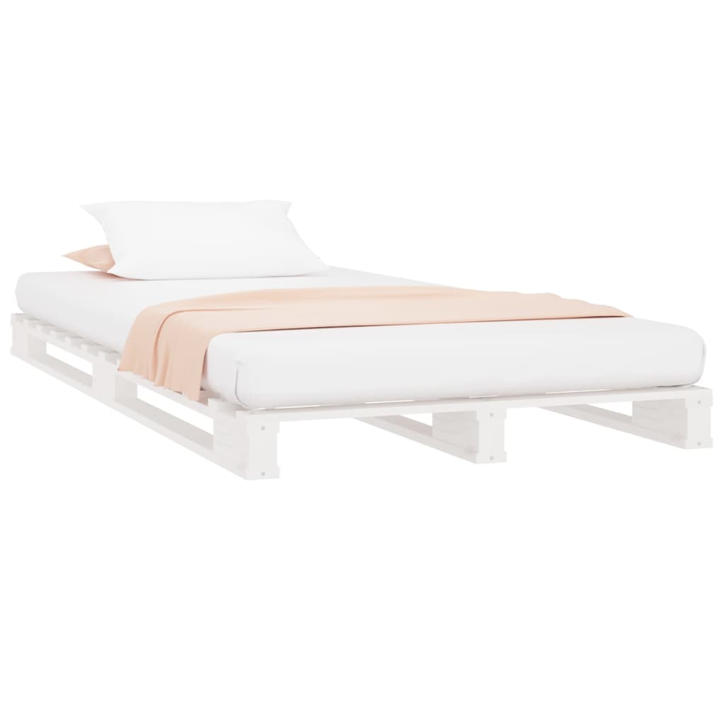Lit de palette blanc 100x200 cm bois de pin massif - XIOS