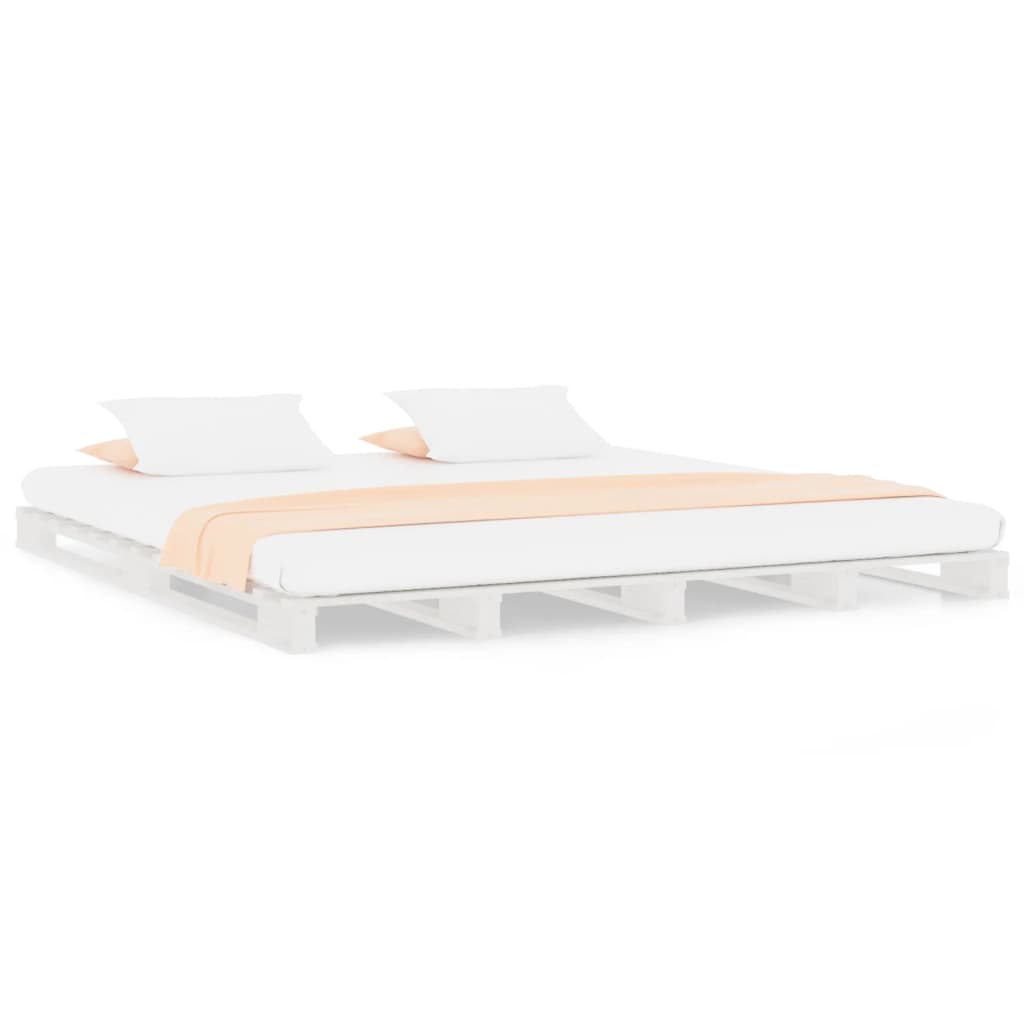 Lit de palette blanc 140x200 cm bois de pin massif - XIOS