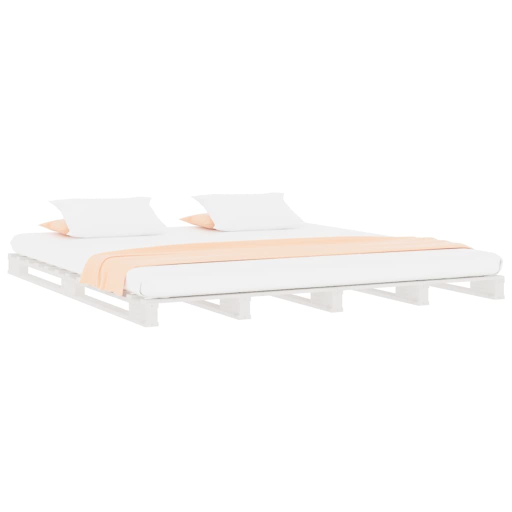 Lit de palette blanc 140x200 cm bois de pin massif - XIOS