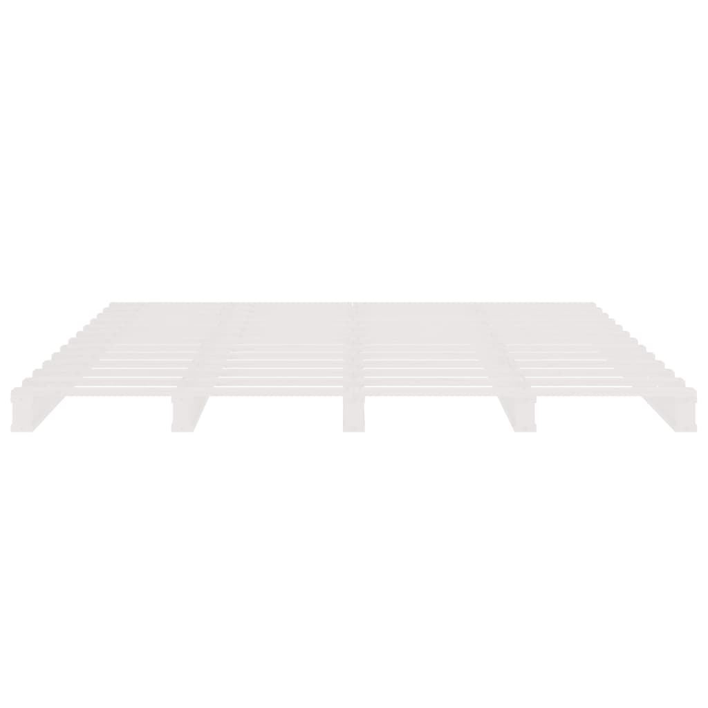 Lit de palette blanc 200x200 cm bois de pin massif - XIOS