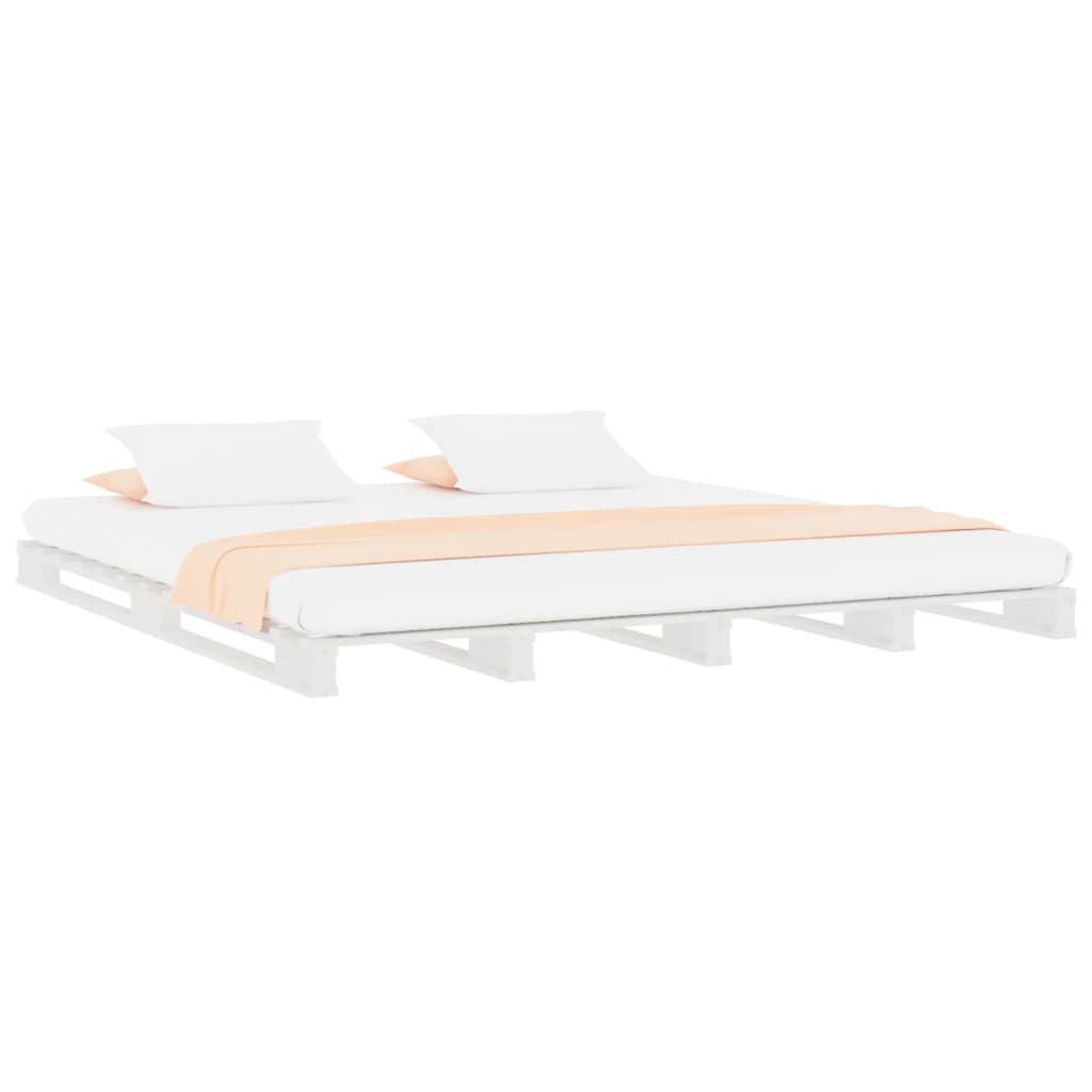 Lit de palette blanc 135x190 cm Bois de pin massif Double - XIOS