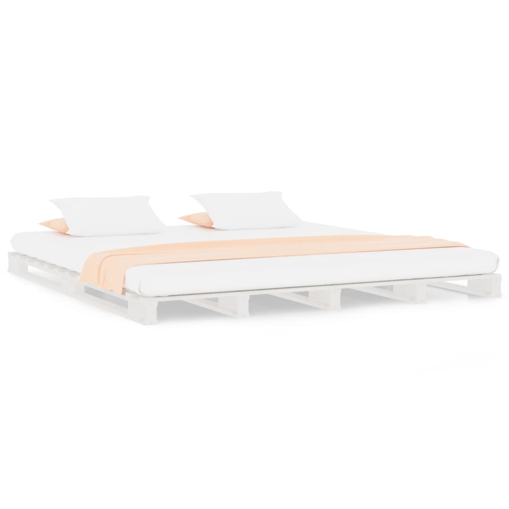 Lit de palette sans matelas blanc 140x190 cm bois massif - XIOS