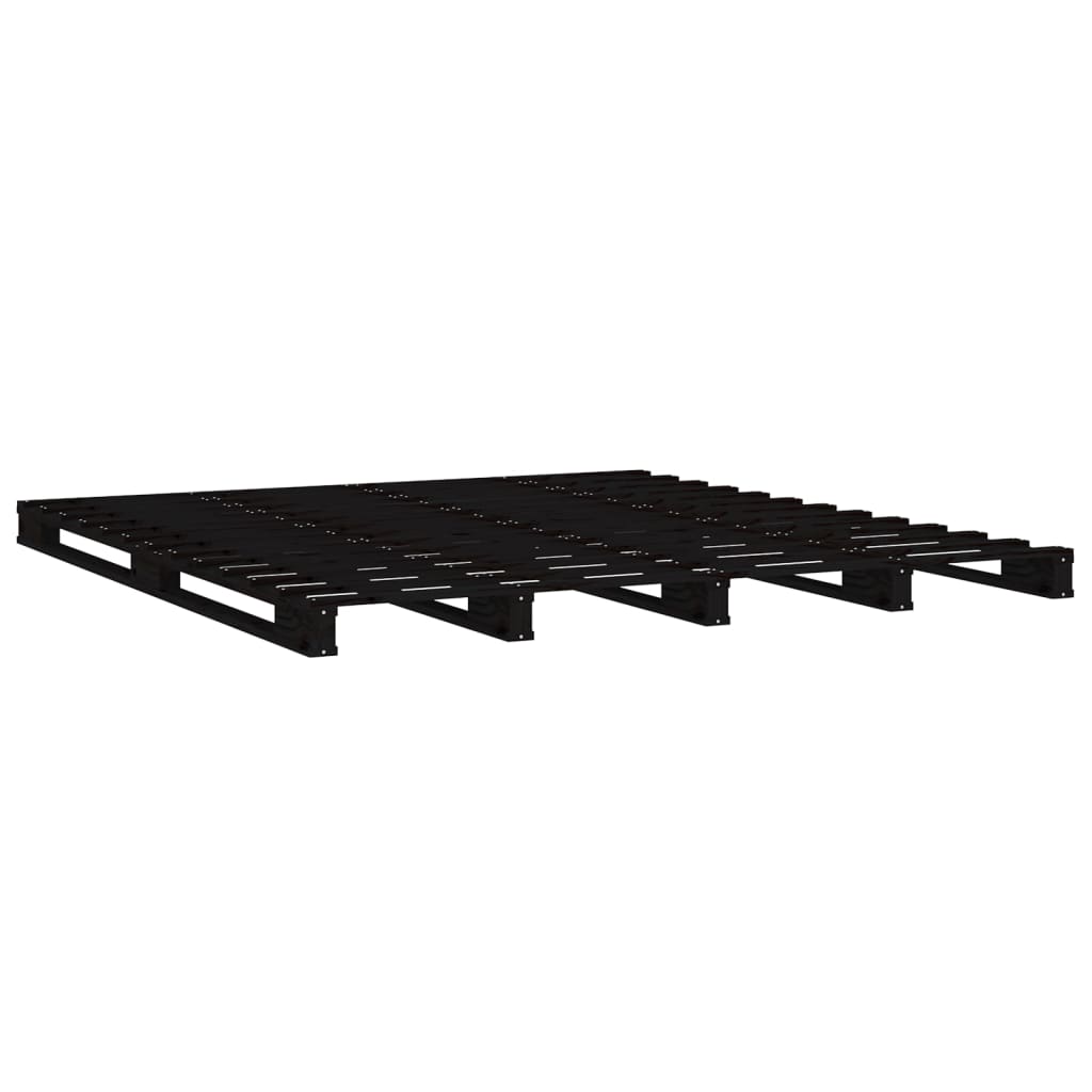 Lit de palette sans matelas noir 140x190 cm bois massif - XIOS