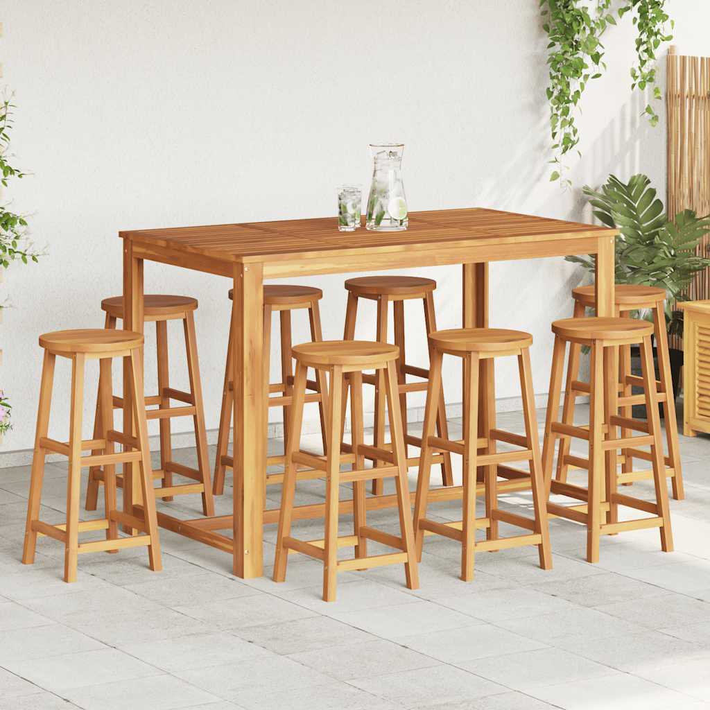 Tabourets de bar lot de 8 bois massif d'acacia - XIOS