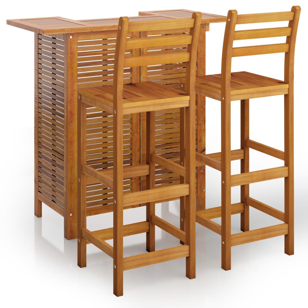 Ensemble de bar de jardin 3 pcs Bois d'acacia solide