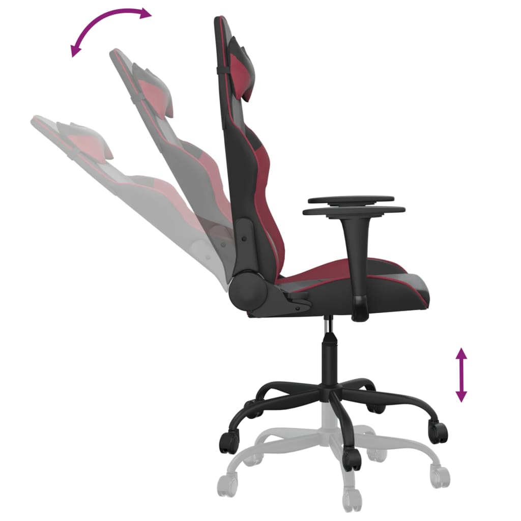 Chaise de jeu de massage Noir et rouge bordeaux Similicuir - XIOS