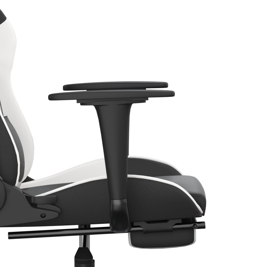 Chaise de jeu de massage avec repose-pied Noir&Blanc Similicuir - XIOS