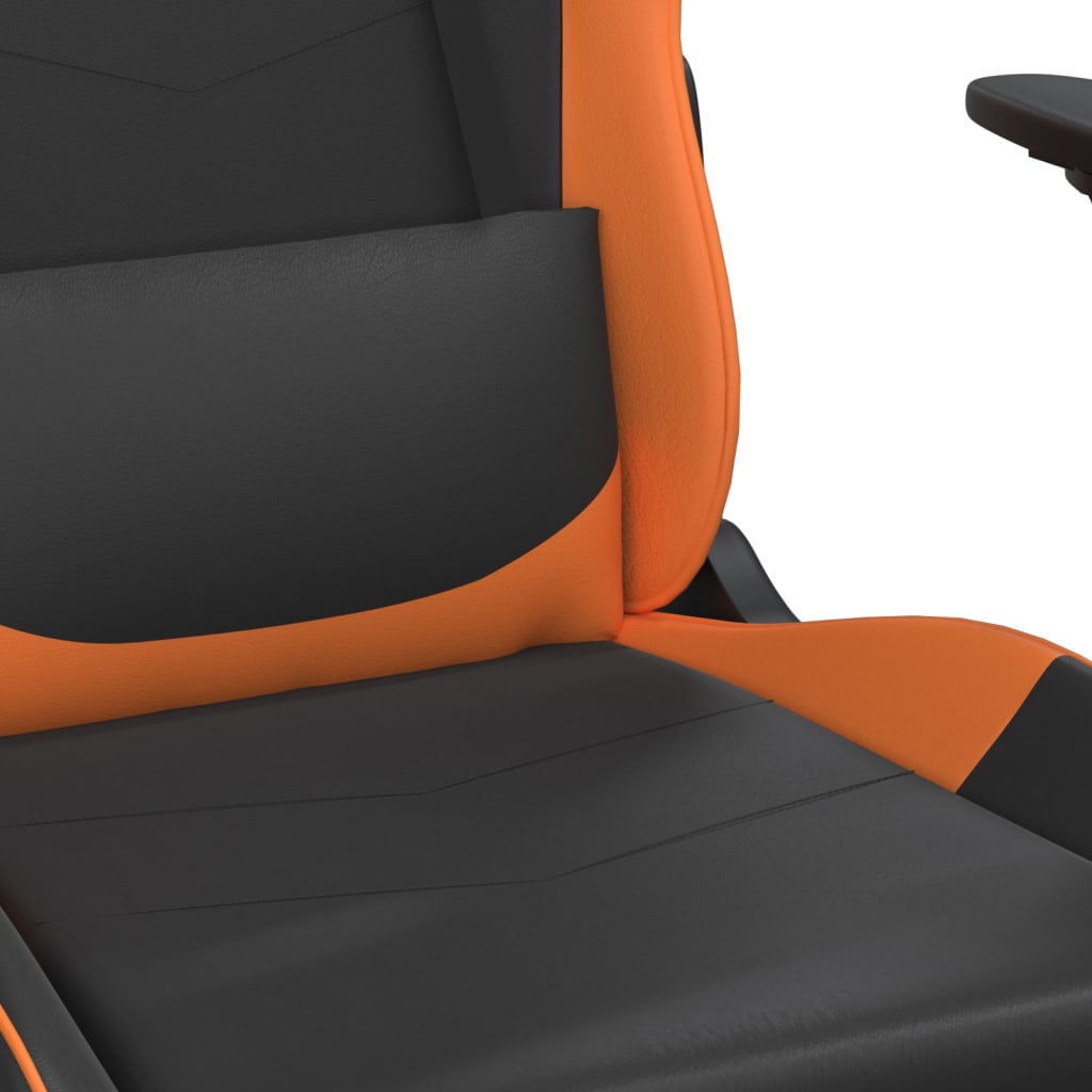 Chaise de jeu de massage et repose-pied Noir&Orange Similicuir - XIOS