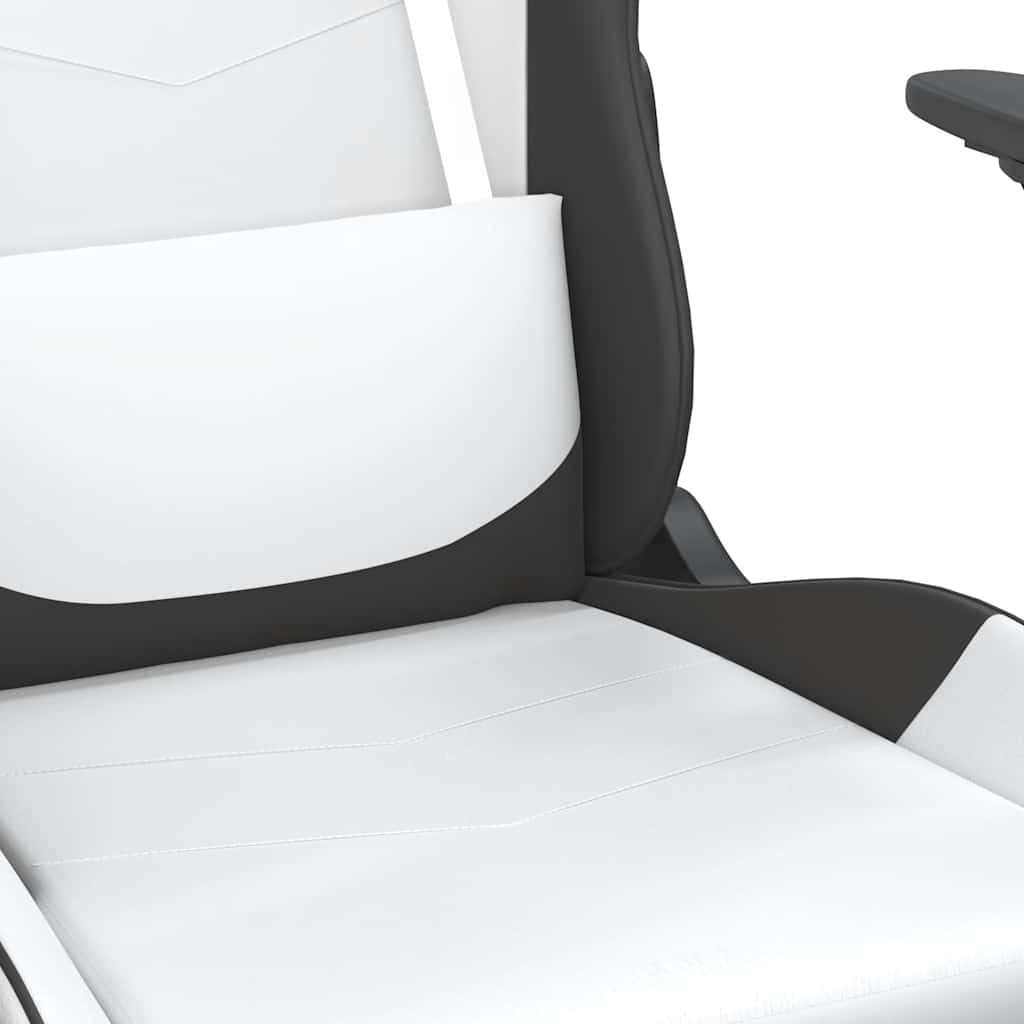 Chaise de jeu de massage avec repose-pied Blanc&Noir Similicuir - XIOS