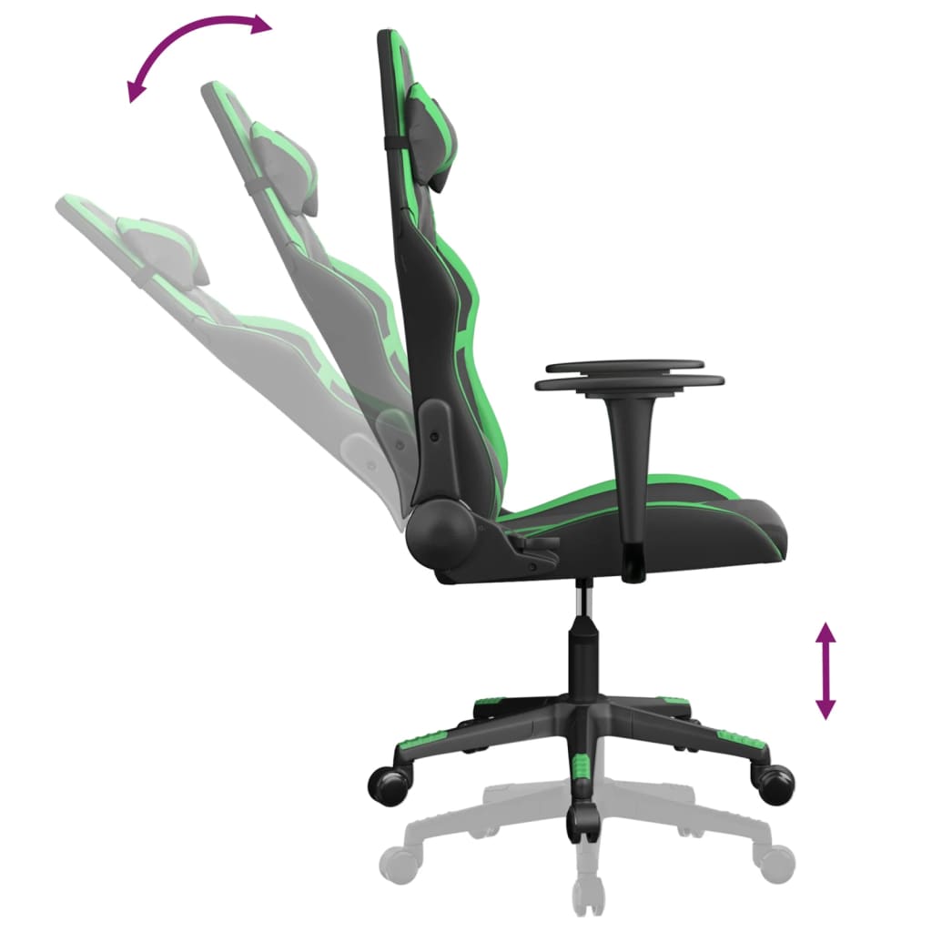 Chaise de jeu de massage Noir et vert Similicuir - XIOS