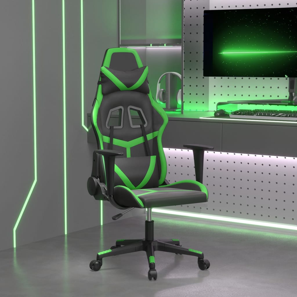 Chaise de jeu de massage Noir et vert Similicuir - XIOS