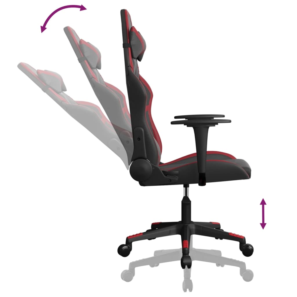 Chaise de jeu de massage Noir et rouge bordeaux Similicuir - XIOS
