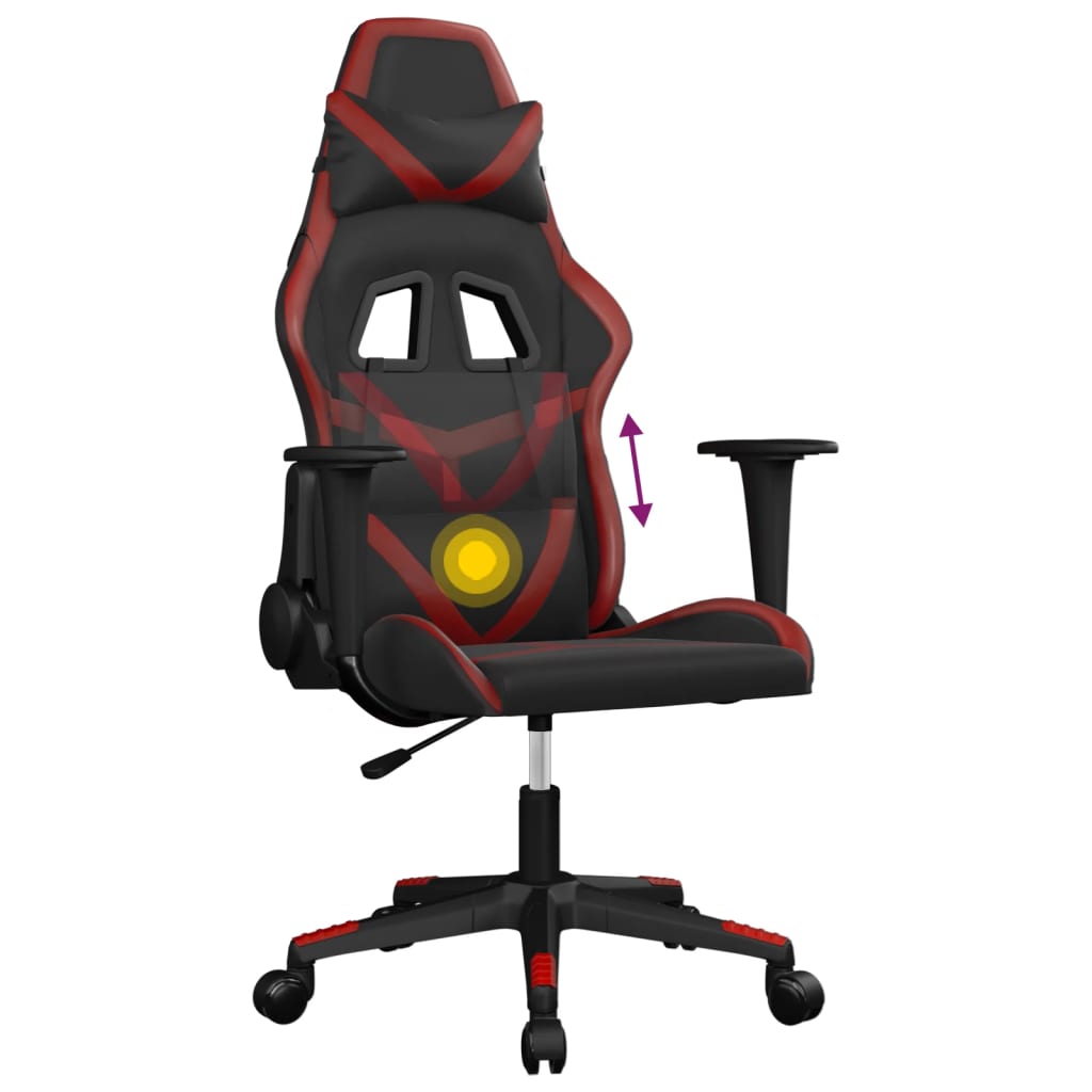 Chaise de jeu de massage Noir et rouge bordeaux Similicuir - XIOS