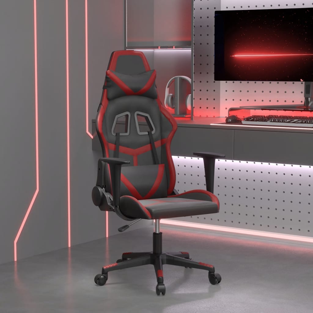 Chaise de jeu de massage Noir et rouge bordeaux Similicuir - XIOS
