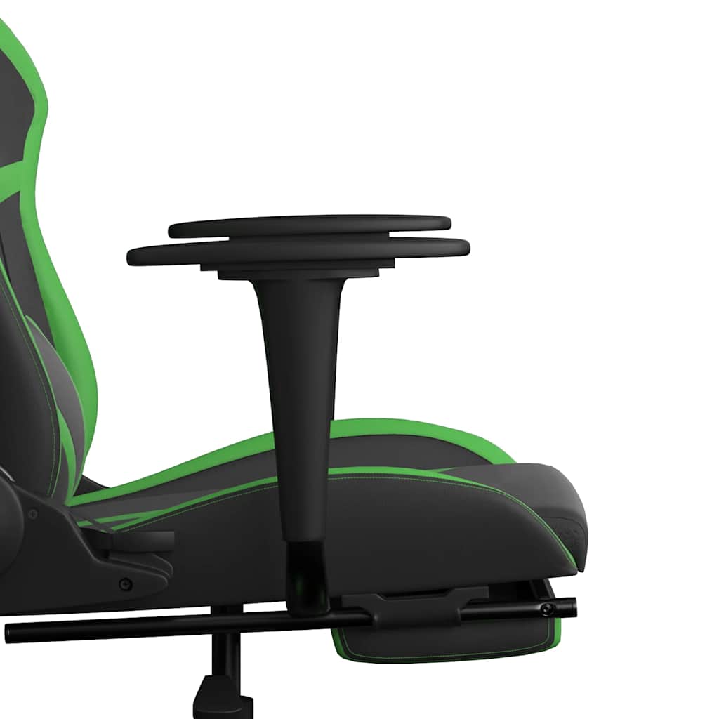 Chaise de jeu de massage avec repose-pied Noir&Vert Similicuir - XIOS