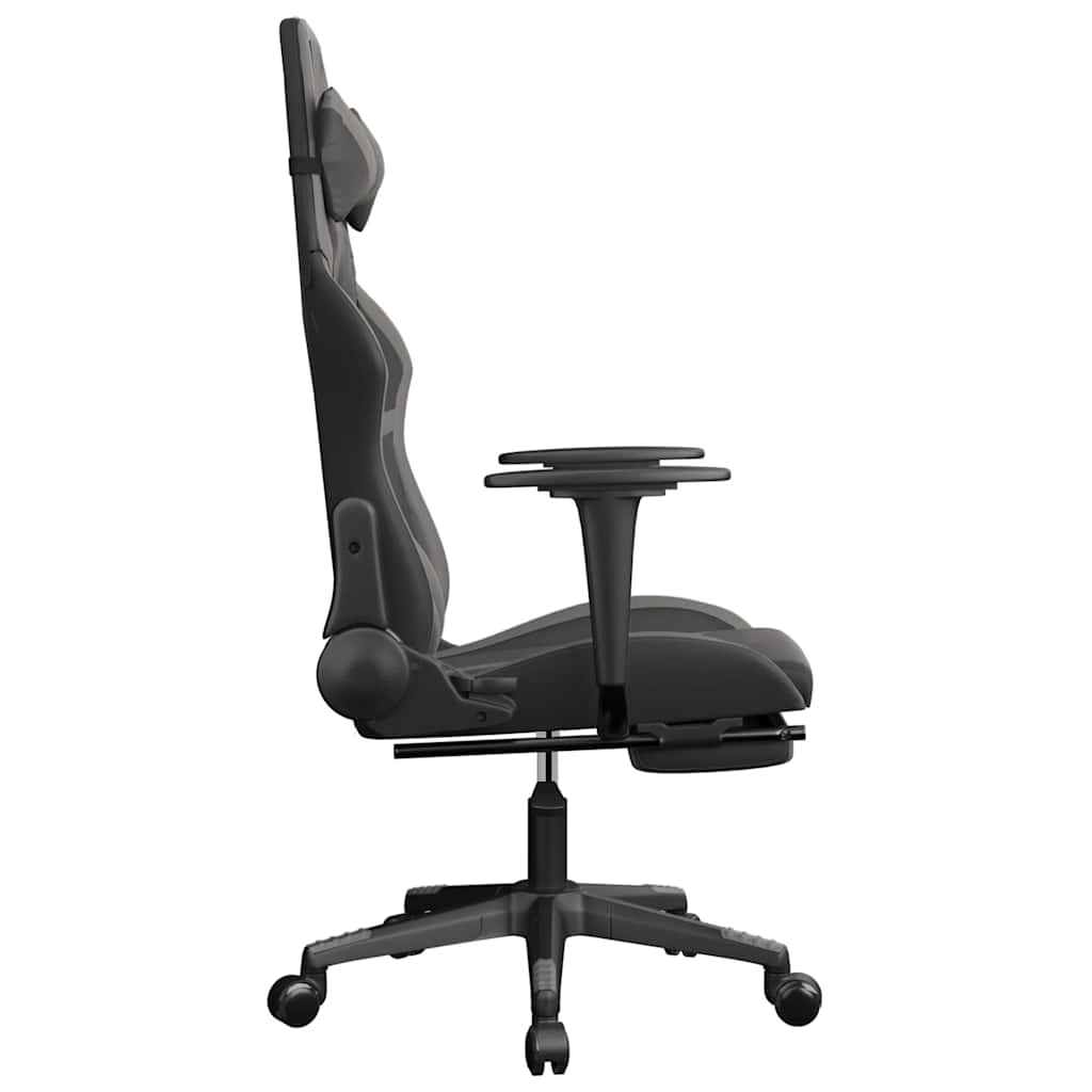 Chaise de jeu de massage avec repose-pied Noir&Gris Similicuir - XIOS