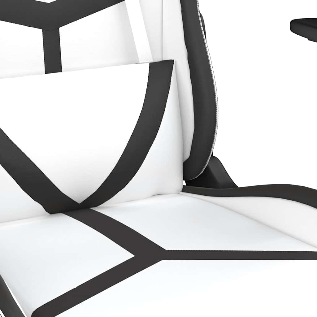 Chaise de jeu de massage avec repose-pied Blanc&Noir Similicuir - XIOS