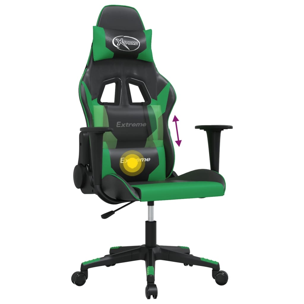 Chaise de jeu de massage Noir et vert Similicuir - XIOS