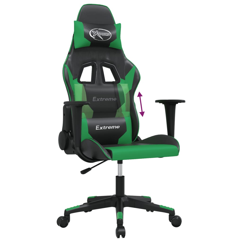 Chaise de jeu de massage Noir et vert Similicuir - XIOS