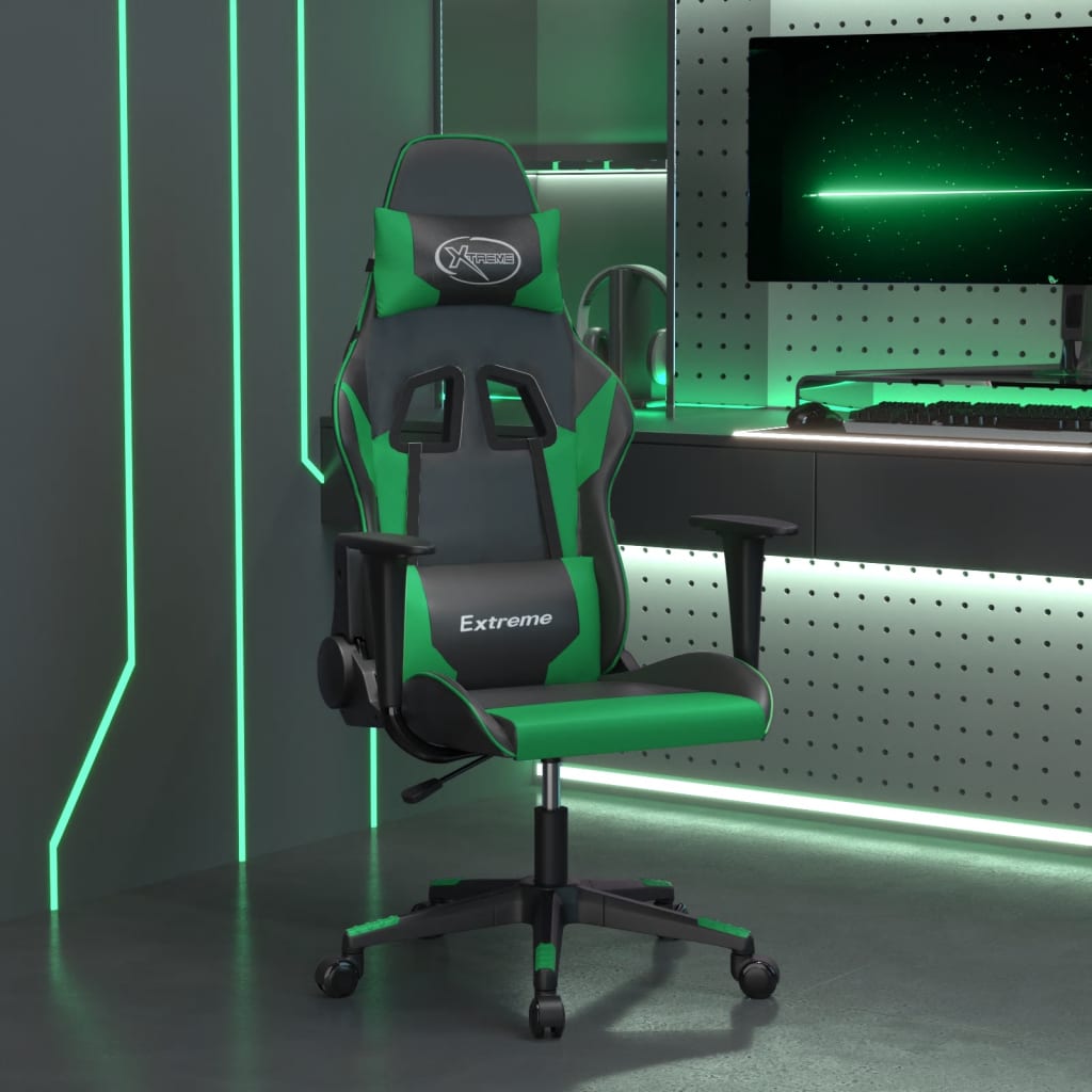 Chaise de jeu de massage Noir et vert Similicuir - XIOS