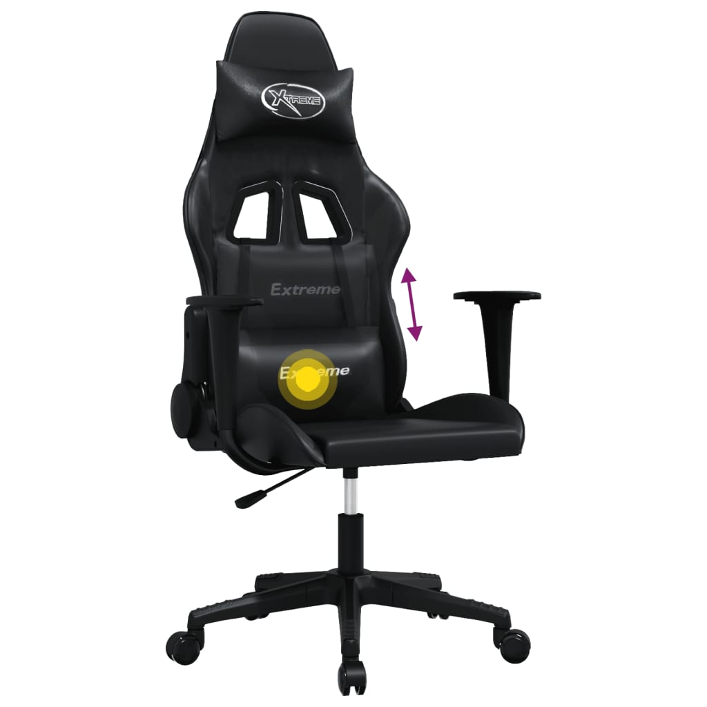Chaise de jeu de massage noir similicuir - XIOS