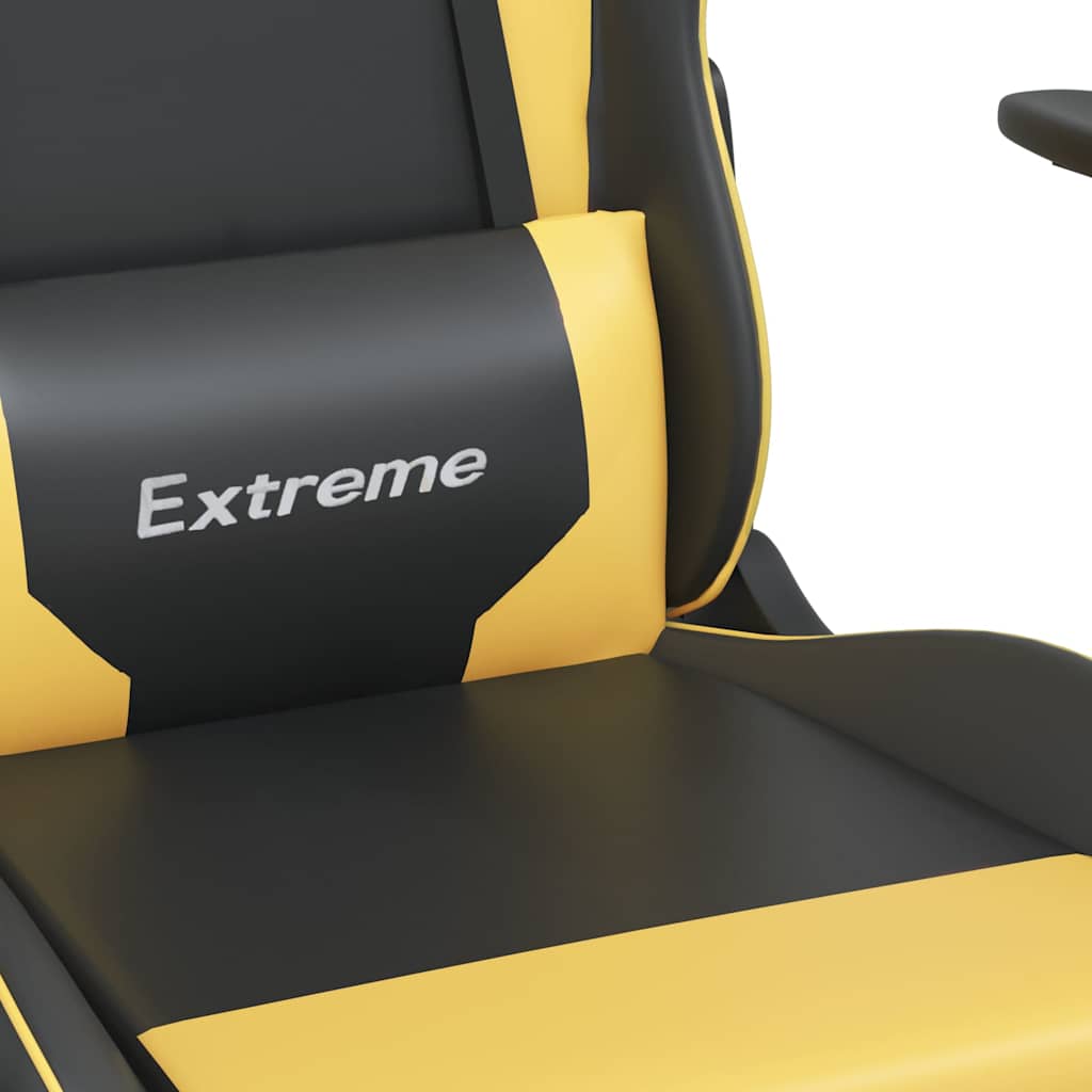 Chaise de jeu de massage et repose-pied Noir doré Similicuir - XIOS