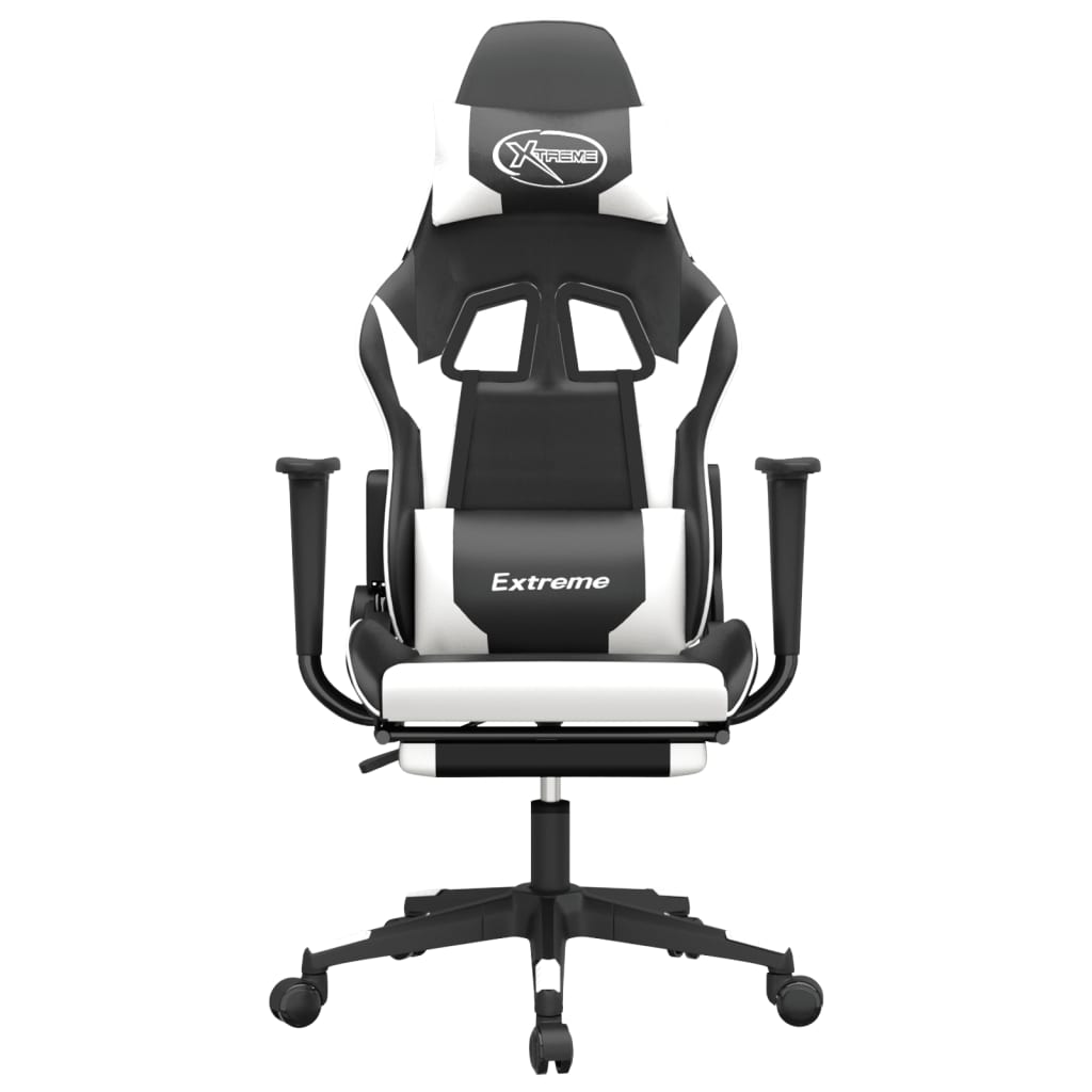 Chaise de jeu de massage et repose-pied Noir blanc Similicuir - XIOS