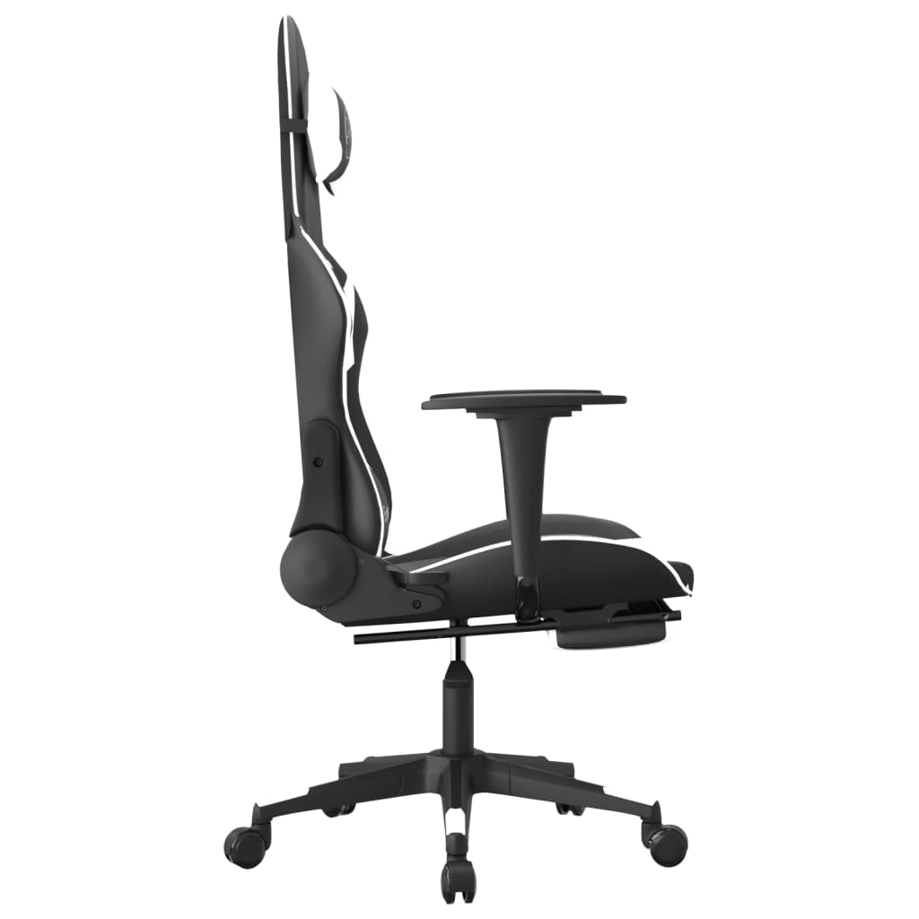 Chaise de jeu de massage et repose-pied Noir blanc Similicuir - XIOS