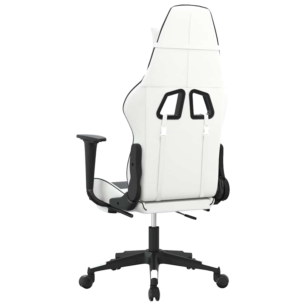 Chaise de jeu de massage avec repose-pied Blanc noir Similicuir - XIOS