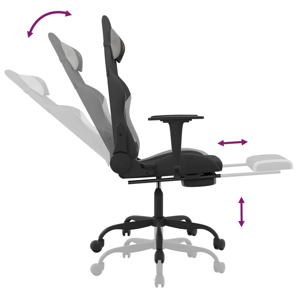 Chaise de jeu de massage repose-pied Noir et gris clair Tissu - XIOS