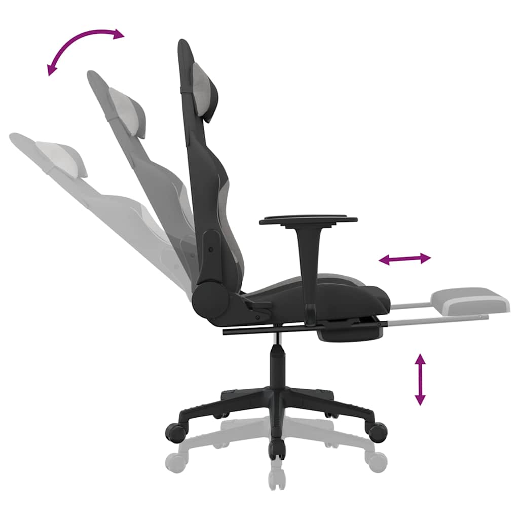 Chaise de jeu de massage repose-pied Noir et gris clair Tissu - XIOS