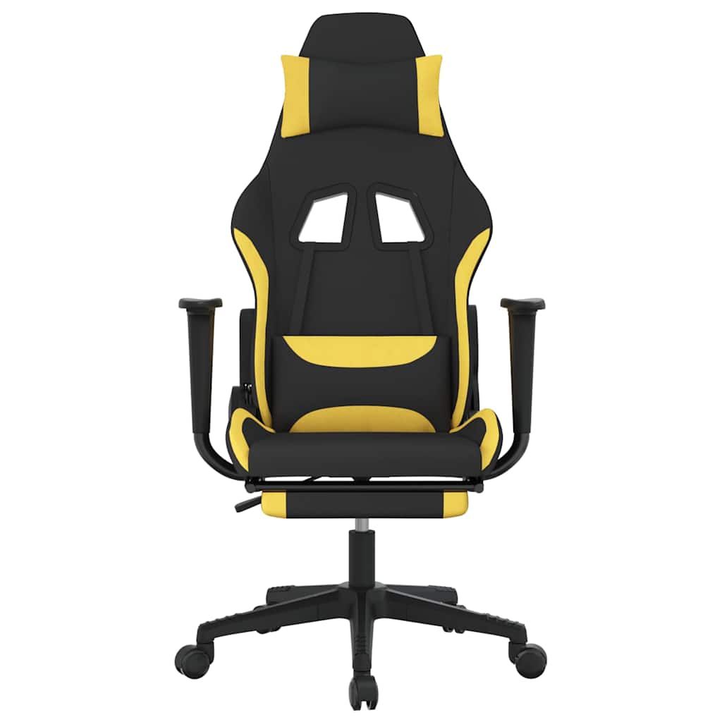 Chaise de jeu de massage avec repose-pied Noir et jaune Tissu - XIOS