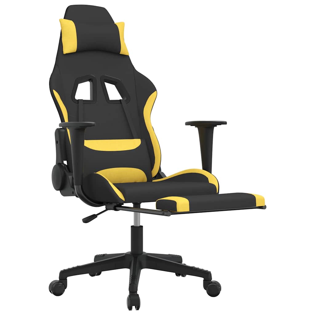 Chaise de jeu de massage avec repose-pied Noir et jaune Tissu - XIOS